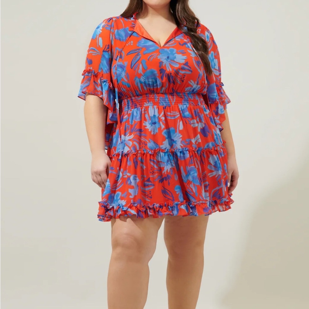 Sugarlips Red and Blue Floral Dress